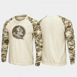 Oatmeal FSU T-Shirt OHT Military Appreciation Men's Raglan Long Sleeve Desert Camo