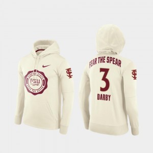 Cream Mens #3 College Football Pullover Ronald Darby Seminoles Hoodie Rival Therma