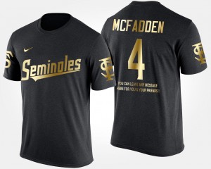 #4 Men's Gold Limited Black Tarvarus McFadden Florida State Seminoles T-Shirt Short Sleeve With Message