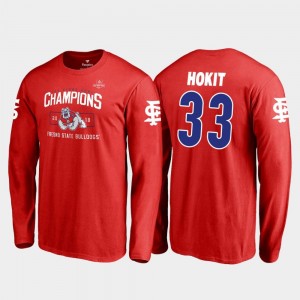 Blitz Long Sleeve Fanatics Branded Josh Hokit Fresno State Bulldogs T-Shirt 2018 Las Vegas Bowl Champions Red Men's #33