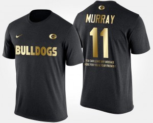 #11 Aaron Murray UGA T-Shirt Black For Men Short Sleeve With Message Gold Limited