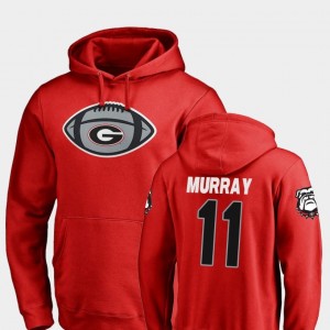 Game Ball Fanatics Branded Football #11 Red Aaron Murray University of Georgia Hoodie For Men's
