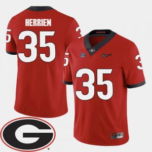 Red 2018 SEC Patch #35 Brian Herrien University of Georgia Jersey Men's College Football