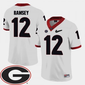 White Brice Ramsey Georgia Bulldogs Jersey For Men's 2018 SEC Patch College Football #12