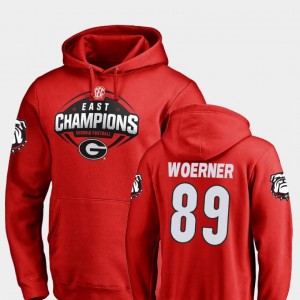 Charlie Woerner University of Georgia Hoodie Men's Red #89 2018 SEC East Division Champions Fanatics Branded Football