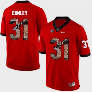 Pictorial Fashion Red Mens Chris Conley Georgia Jersey #31