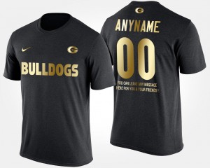 Black #00 Short Sleeve With Message Gold Limited Men UGA Bulldogs Custom T-Shirts