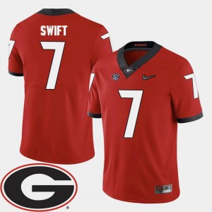 For Men's 2018 SEC Patch Red College Football #7 D'Andre Swift University of Georgia Jersey
