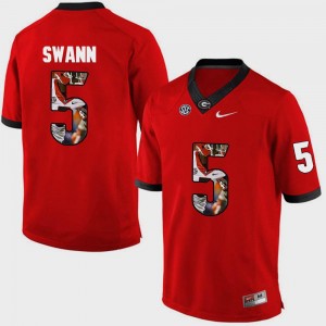 Red Pictorial Fashion Damian Swann UGA Bulldogs Jersey #5 Mens