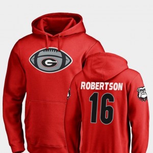 Red #16 Fanatics Branded Football Game Ball Demetris Robertson Georgia Bulldogs Hoodie For Men