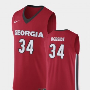 Red College Basketball Replica Men #34 Derek Ogbeide Georgia Bulldogs Jersey