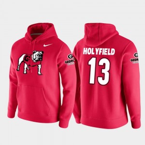 For Men's Elijah Holyfield University of Georgia Hoodie #13 College Football Pullover Vault Logo Club Red