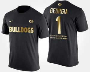 Black Men's Gold Limited #1 No.1 Short Sleeve With Message UGA T-Shirt