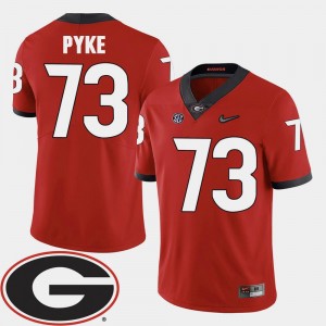 College Football Greg Pyke Georgia Bulldogs Jersey #73 Red For Men's 2018 SEC Patch