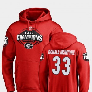 Fanatics Branded Football For Men's Ian Donald-McIntyre UGA Bulldogs Hoodie Red #33 2018 SEC East Division Champions