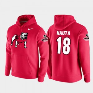 Isaac Nauta UGA Bulldogs Hoodie Red #18 Vault Logo Club Men College Football Pullover