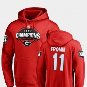 2018 SEC East Division Champions Fanatics Branded Football Jake Fromm Georgia Bulldogs Hoodie Men #11 Red
