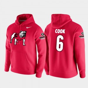 #6 College Football Pullover James Cook Georgia Hoodie Red Vault Logo Club For Men