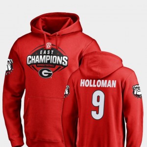 #9 Mens Jeremiah Holloman Georgia Hoodie 2018 SEC East Division Champions Fanatics Branded Football Red