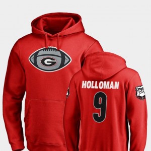 Fanatics Branded Football Red #9 Mens Jeremiah Holloman University of Georgia Hoodie Game Ball