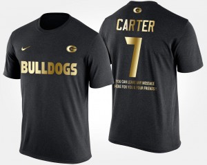 Short Sleeve With Message Lorenzo Carter University of Georgia T-Shirt Black #7 For Men's Gold Limited