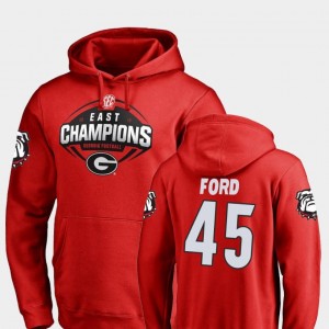 For Men's Red Luke Ford UGA Hoodie #45 2018 SEC East Division Champions Fanatics Branded Football