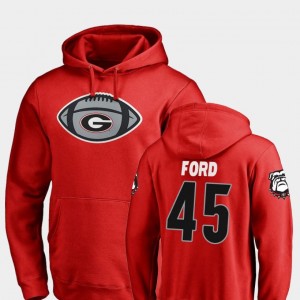 Red For Men's #45 Fanatics Branded Football Luke Ford UGA Hoodie Game Ball
