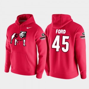 College Football Pullover Vault Logo Club Red #45 For Men Luke Ford Georgia Hoodie