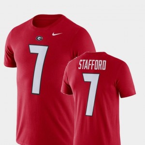 Matthew Stafford Georgia Bulldogs T-Shirt #7 For Men's Name and Number Nike Football Performance Red