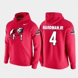 For Men #4 Red College Football Pullover Mecole Hardman Jr. Georgia Hoodie Vault Logo Club
