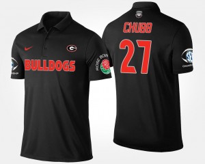 Black Southeastern Conference Rose Bowl Name and Number Bowl Game Nick Chubb University of Georgia Polo #27 For Men's