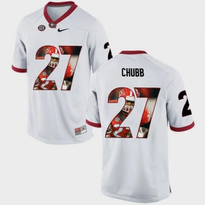 #27 Men Pictorial Fashion White Nick Chubb Georgia Bulldogs Jersey
