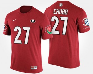 #27 Nick Chubb UGA T-Shirt Bowl Game Mens Southeastern Conference Rose Bowl Red