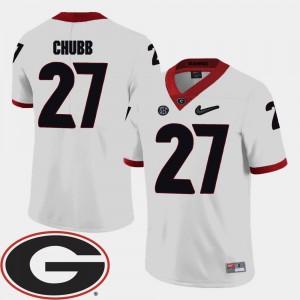#27 Nick Chubb Georgia Jersey Mens College Football 2018 SEC Patch White