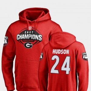 Prather Hudson UGA Hoodie #24 Fanatics Branded Football Red For Men's 2018 SEC East Division Champions