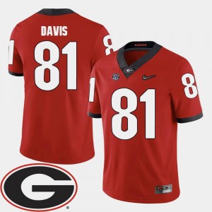 Red College Football 2018 SEC Patch Reggie Davis Georgia Jersey Mens #81