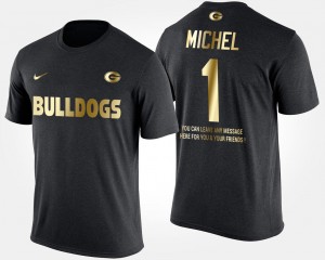 Short Sleeve With Message Sony Michel University of Georgia T-Shirt Black #1 Gold Limited Men