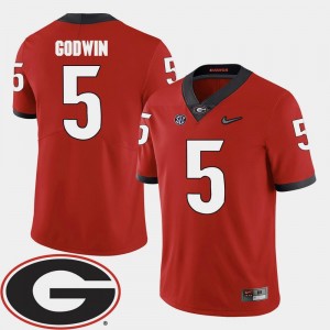 College Football 2018 SEC Patch Mens Red #5 Terry Godwin University of Georgia Jersey