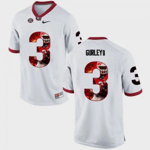 White Pictorial Fashion For Men Todd Gurley II University of Georgia Jersey #3