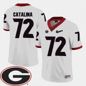 White Tyler Catalina Georgia Jersey 2018 SEC Patch Mens #72 College Football