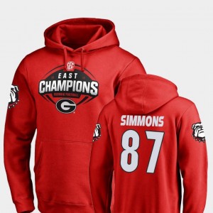 Tyler Simmons UGA Hoodie #87 Red Mens 2018 SEC East Division Champions Fanatics Branded Football