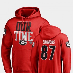 Fanatics Branded Counter Tyler Simmons Georgia Bulldogs Hoodie Red For Men #87 2019 Sugar Bowl Bound
