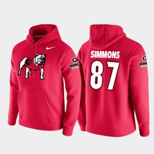Red Tyler Simmons Georgia Hoodie College Football Pullover #87 Vault Logo Club For Men