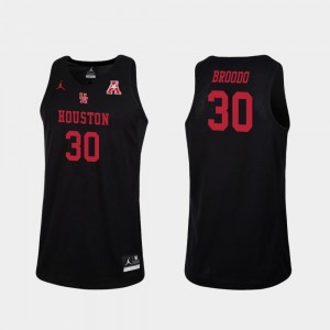 Black For Men #30 Caleb Broodo Houston Cougars Jersey Jordan Brand College Basketball Replica