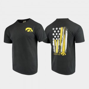 Black Comfort Colors Iowa Hawkeyes T-Shirt For Men's Baseball Flag