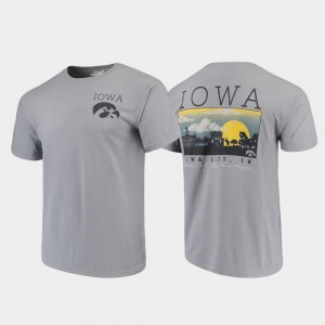 Comfort Colors Gray Campus Scenery Iowa Hawkeyes T-Shirt For Men