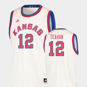 #12 Chris Teahan Kansas Jayhawks Jersey Hardwood Classics College Basketball Cream For Men