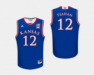 #12 Chris Teahan Kansas Jersey Men's Royal College Basketball