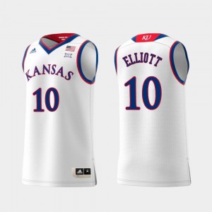 Replica #10 Elijah Elliott Kansas Jersey Swingman College Basketball For Men's White