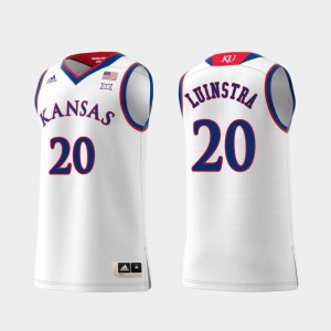 #20 Replica Garrett Luinstra University of Kansas Jersey White For Men's Swingman College Basketball